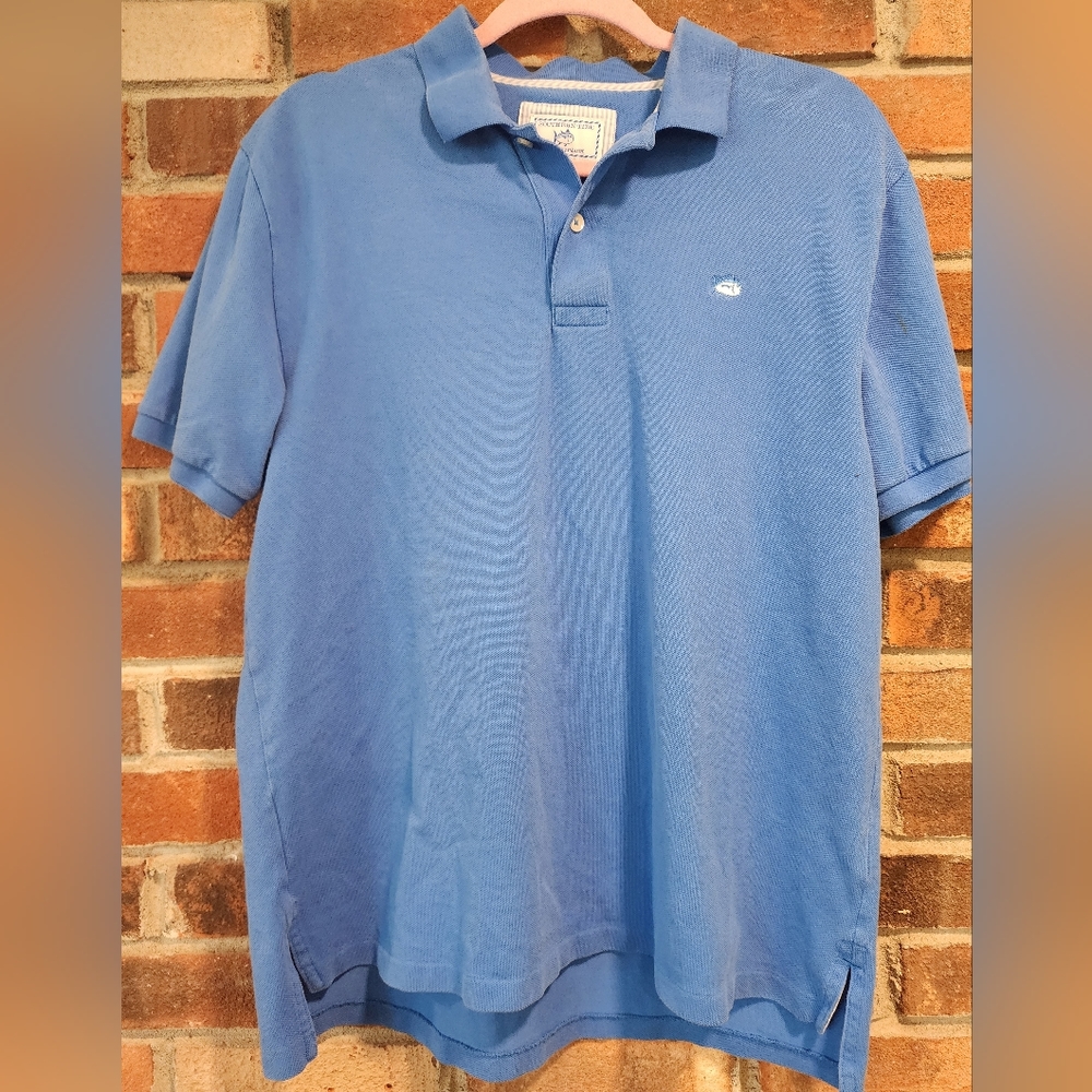 Southern Tide Shirt Mens Medium Blue The Skipjack Polo Tuna Logo Golf